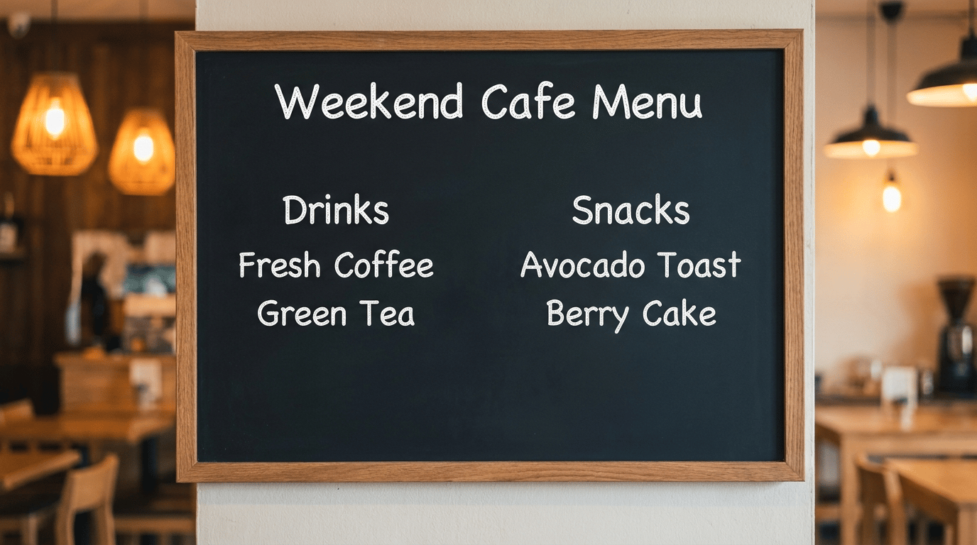 English cafe menu board before image translator