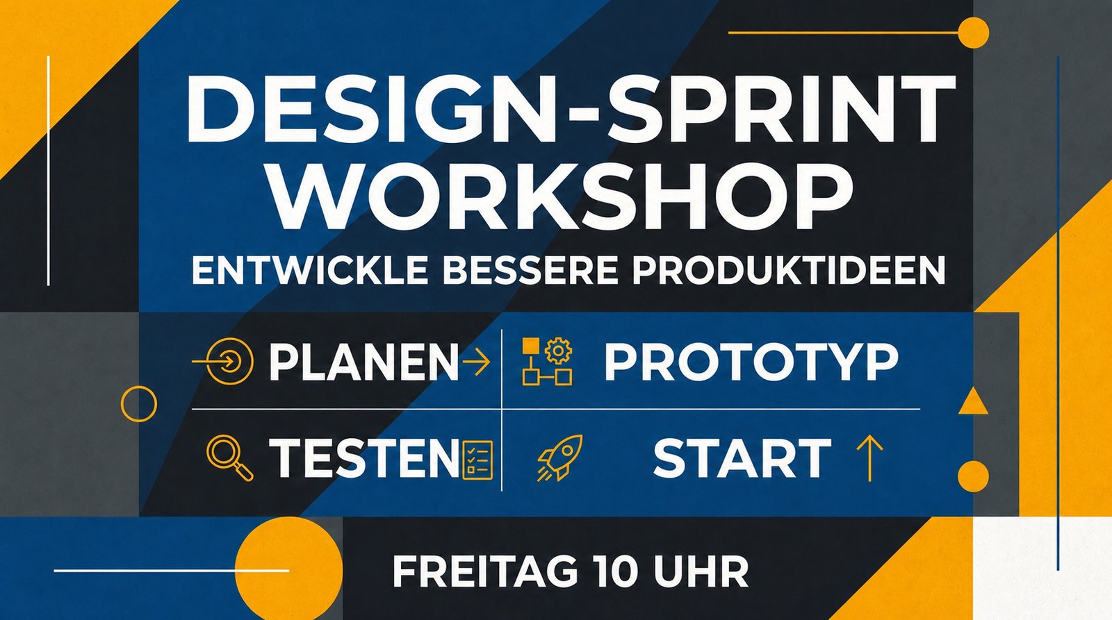 Design sprint workshop poster translated to German with Img2Vid Image Translator