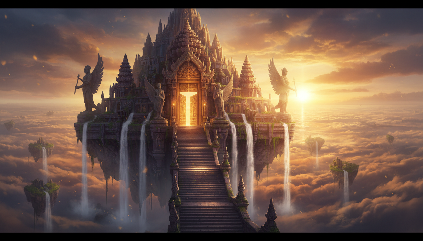 Illustrated fantasy temple environment