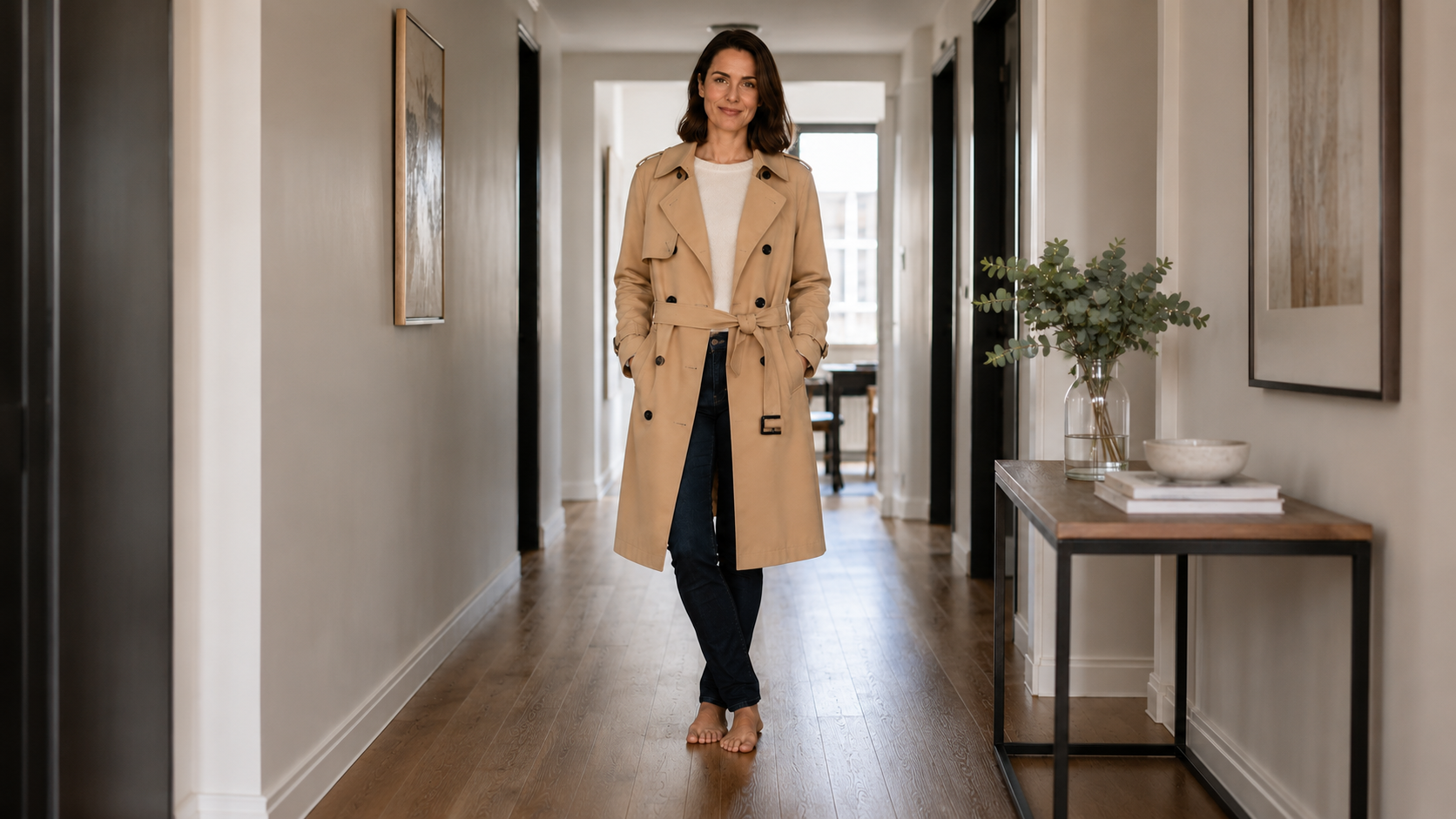Camel Trench Layer 16:9 AI virtual try on result