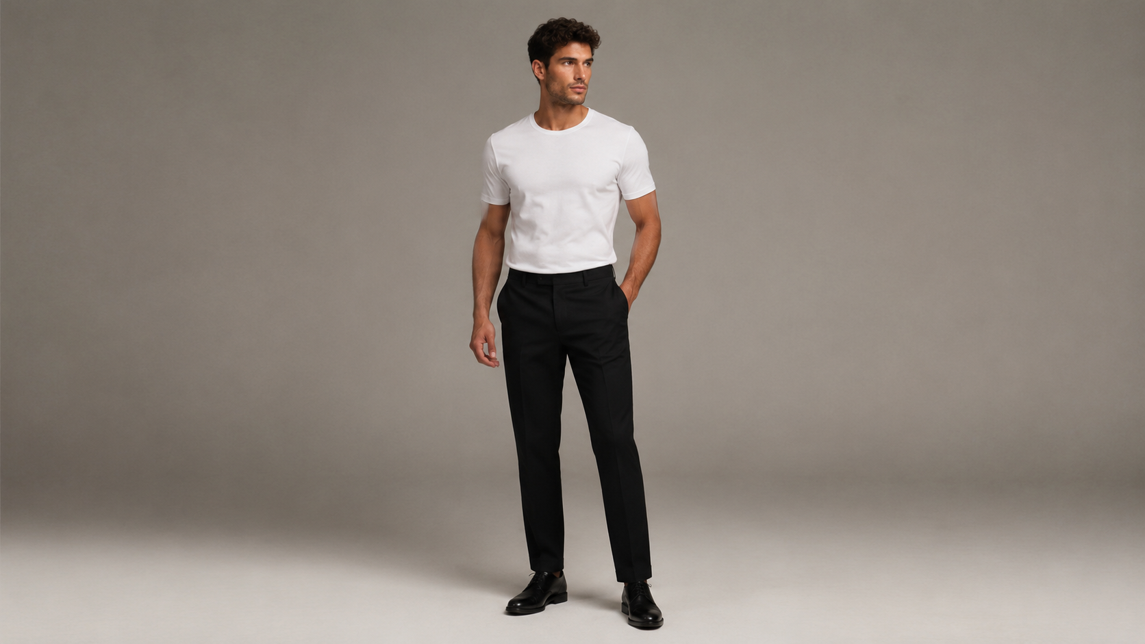 Cinematic Blazer Look 16:9 source person image before virtual try on