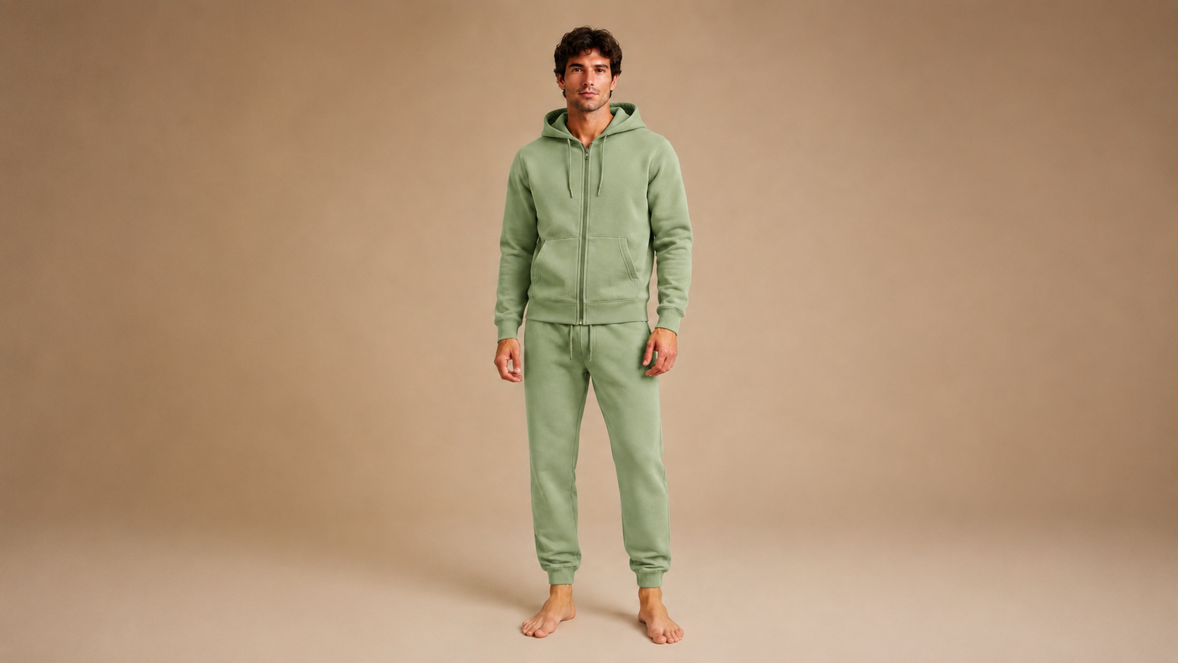 Sage Athleisure Set 16:9 AI virtual try on result